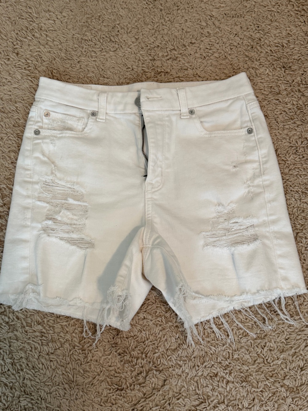 White Distressed Women’s Denim Shorts